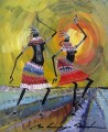 danseurs noirs decor peintures épaisses Afriqueine
